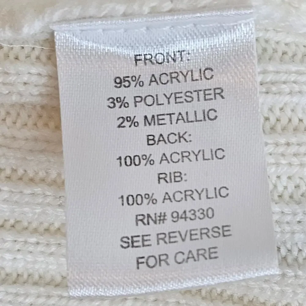 t/o Sweaters Turtleneck Short Sleeve Sweater White Accented with Gold Thread SML